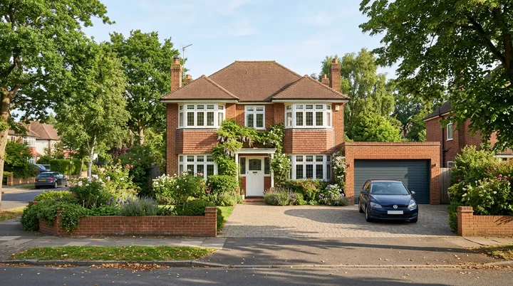 1930s bay fronted suburban house in Ipswich with an anthracite roller garage door